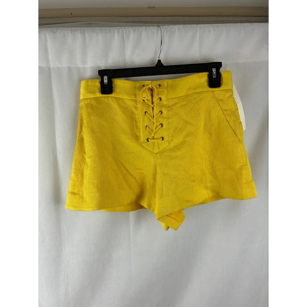Veronica Beard Lulu Yellow Lace Up High Waisted Shorts Size 4 18032036271 NEW - Picture 2 of 9